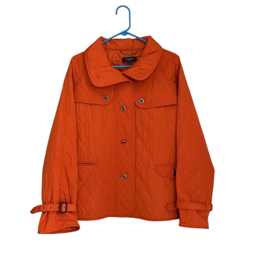 Talbots Hunter Orange Diamond Quilted Chore Coat Barn Jacket Size M